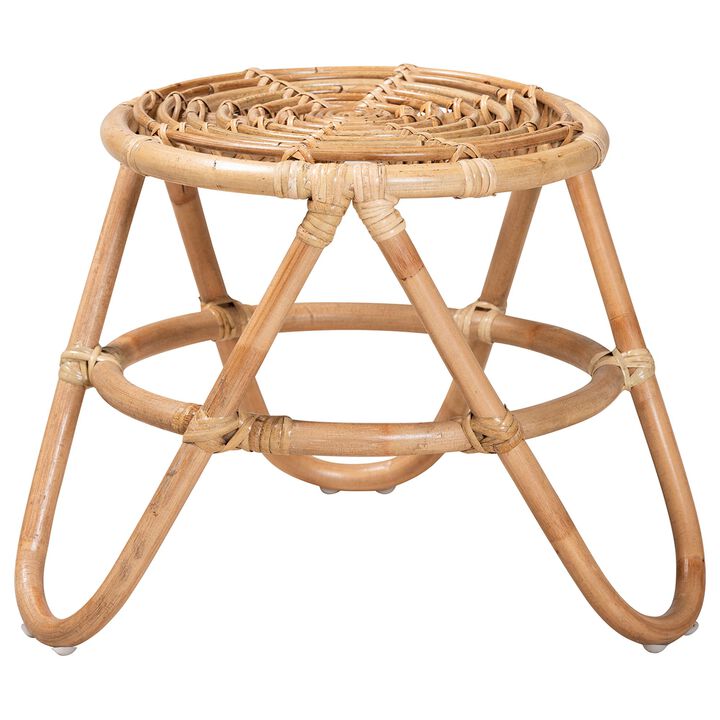 Baxton Studio Jacinda Modern Bohemian Natural Brown Rattan End Table
