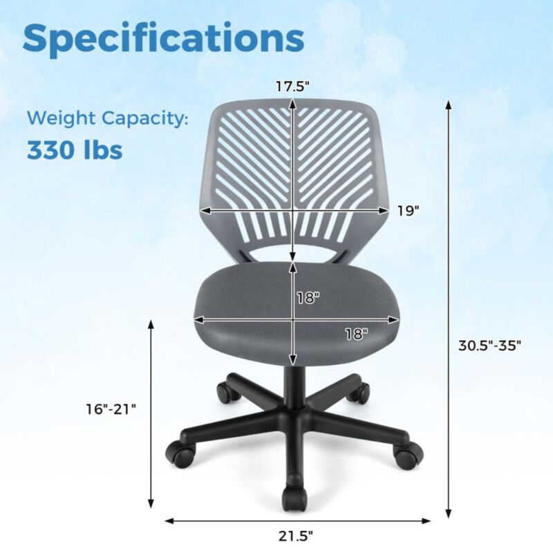 Hivvago Height-adjustable Ergonomic Kids Desk Chair with Universal Casters