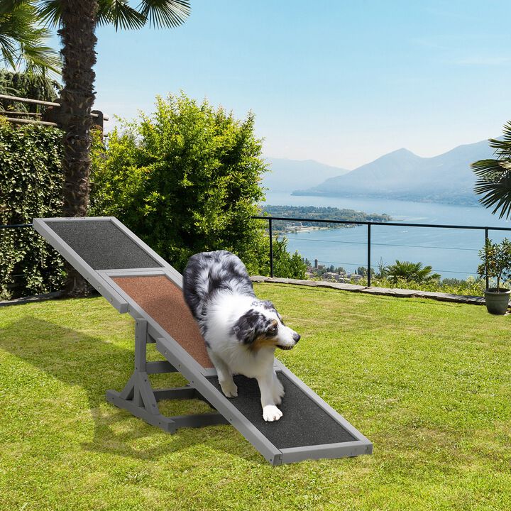 Gray Dog Training Tool: 71" Wooden Seesaw for Agility Exercise