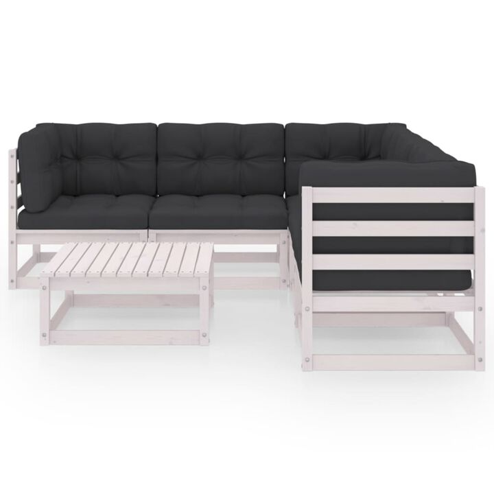 vidaXL 6 Piece Garden Lounge Set with Cushions Solid Pinewood