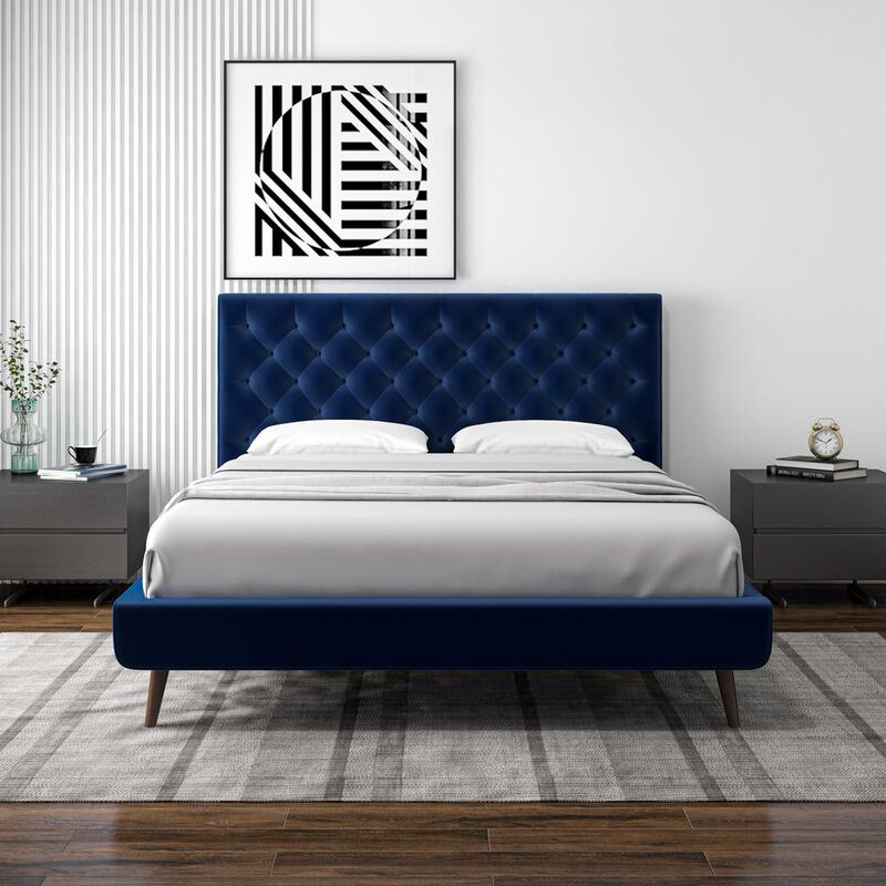 Ashcroft Furniture Co Dillon Queen Velvet Platform Bed