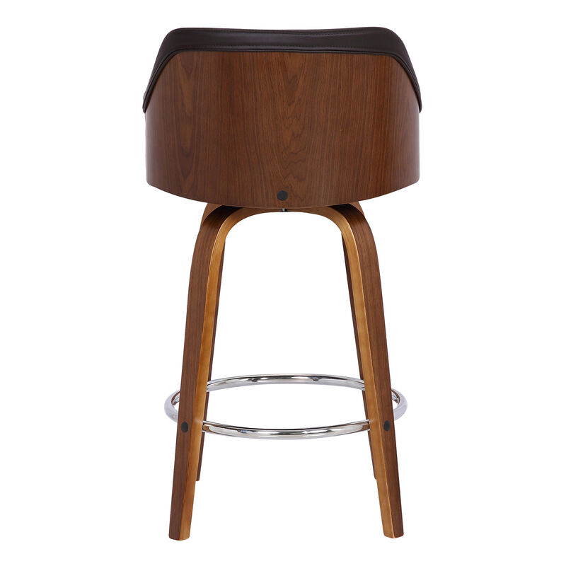 Alec Counter Height Swivel Faux Leather and Wood Bar Stool
