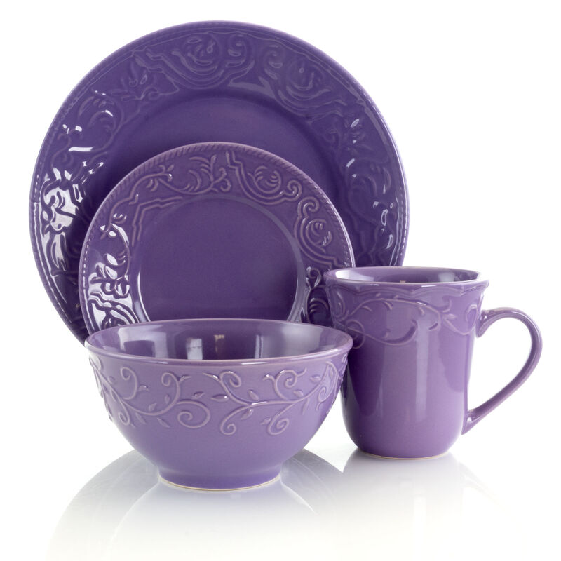 Elama Lilac Fields 16-Piece Dinnerware Set