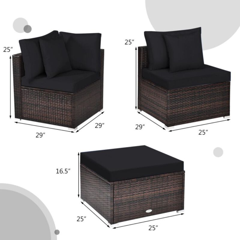 Hivvago 4 Pieces Patio Rattan Furniture Set with Removable Cushions and Pillows