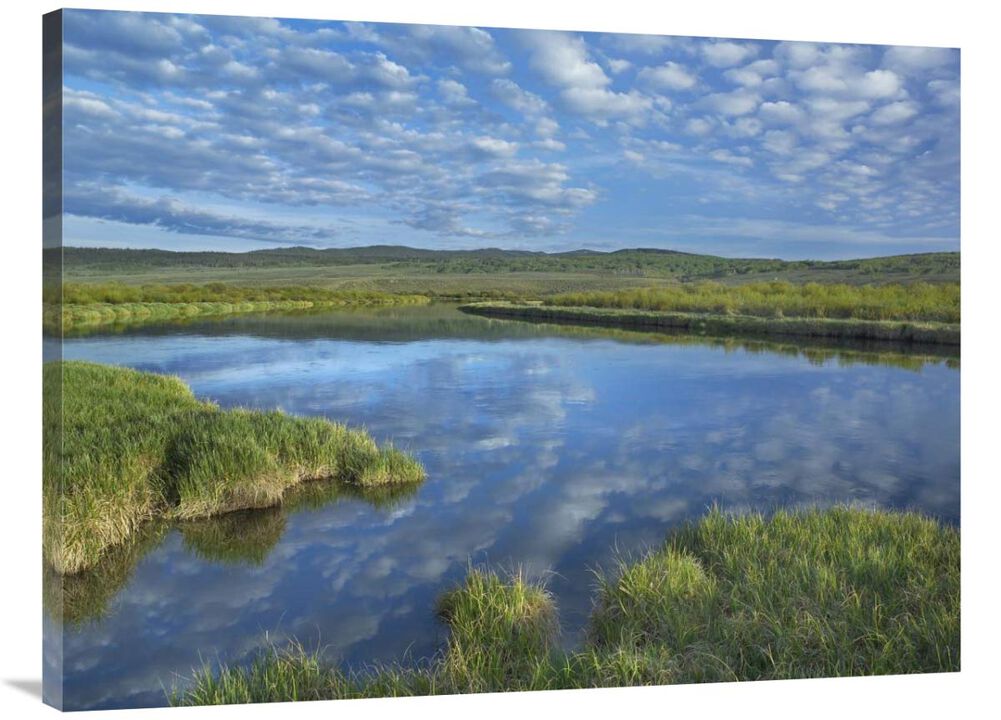 Clouds reflected in the Green River, Bridger-Teton National Forest, Wyoming-Canvas Art-40x30