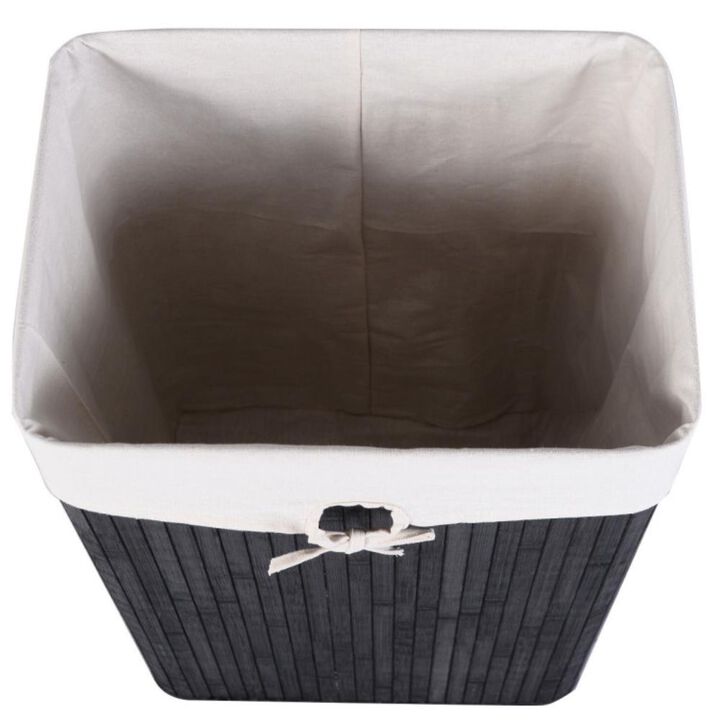 Hivvago Rectangle Bamboo Hamper Laundry Basket Washing Cloth Bin Storage Bag Lid 3 color