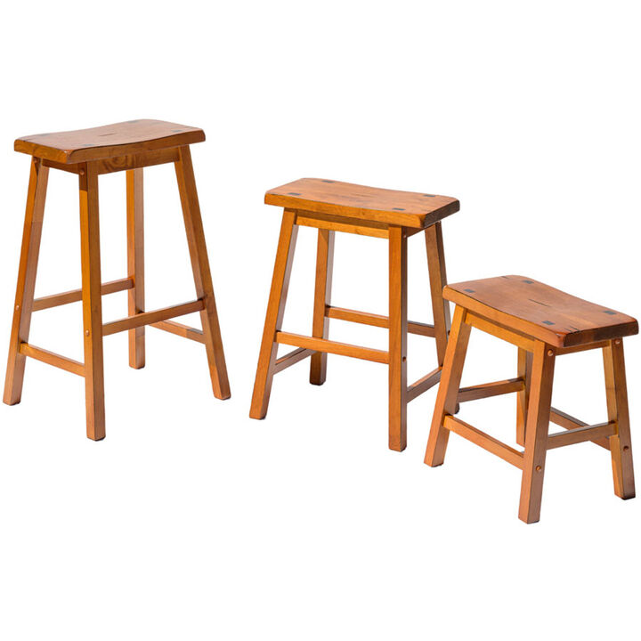 Legacy Decor Saddleback Seat Height Wood Bar Stool in Distressed Finish (Set of 2)