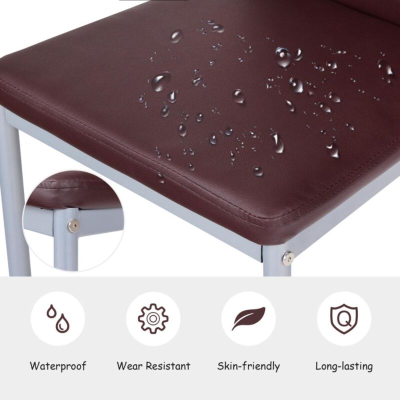 Hivvago 4 Pieces PVC Elegant Design Leather Dining Chairs with Solid Metal Legs