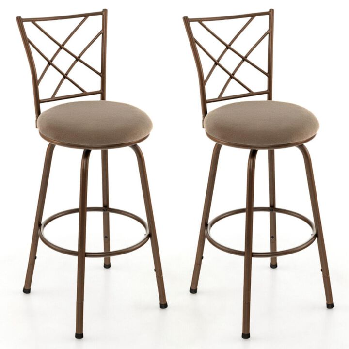 Hivvago 2 Pieces Swivel Pluch Fabrice Cushioned Bar Stool Set