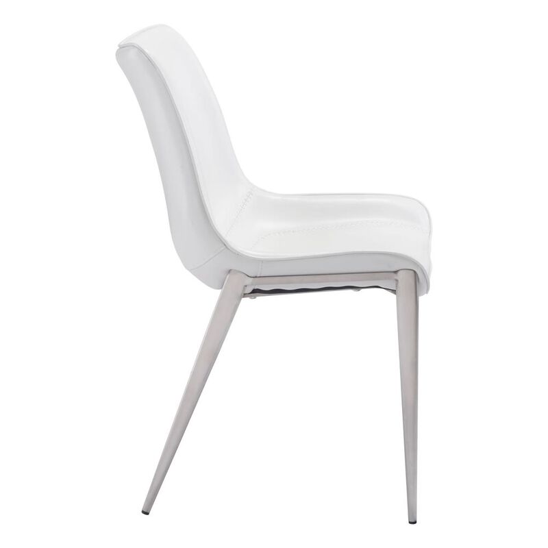 Belen Kox Magnus Dining Chair (Set of 2), White & Brushed Stainless Steel, Belen Kox