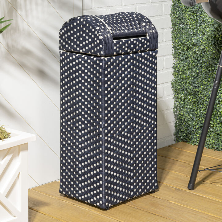 Darla All-Weather Wicker/Metal Swing Top Hideaway Outdoor Trash Can