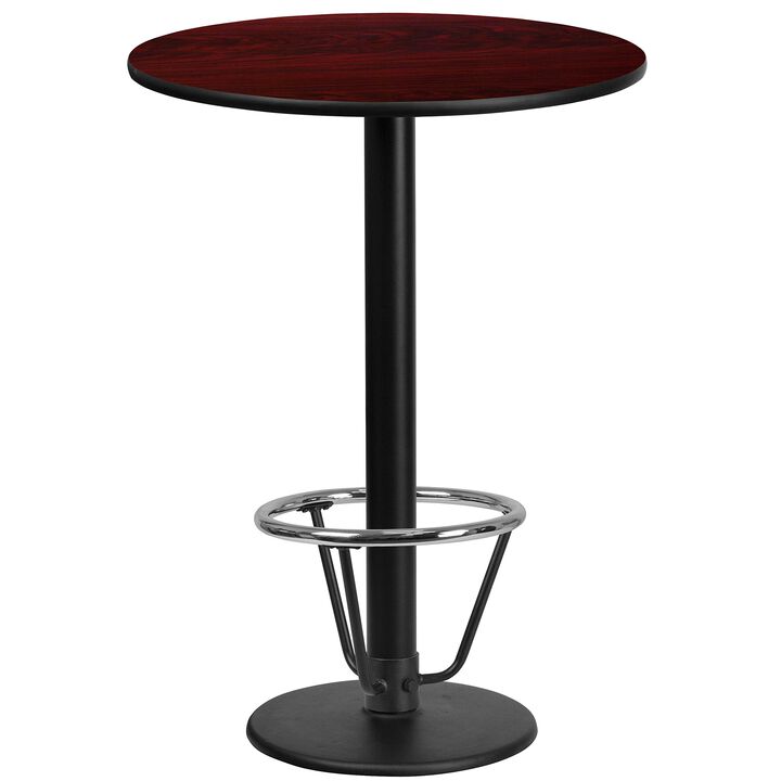 Flash Furniture Stiles 24'' Round Mahogany Laminate Table Top with 18'' Round Bar Height Table Base and Foot Ring