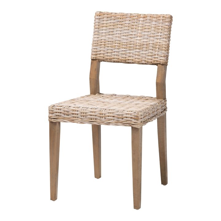 Bali & Pari Barossa Bohemian Grey Kubu Rattan And Mahogany Wood Dining Chair