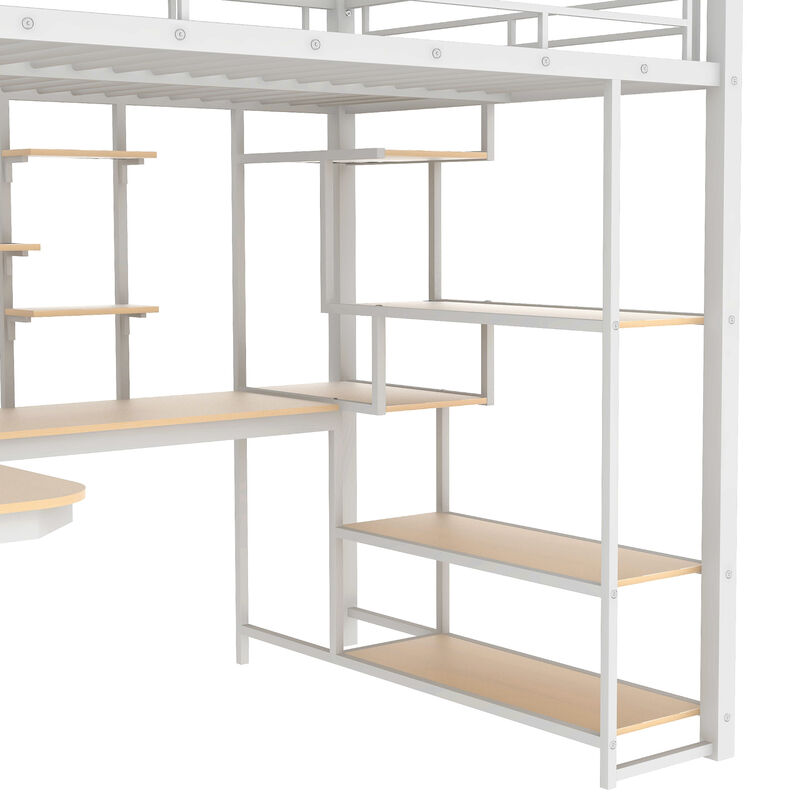Merax Metal Loft Bed with Storage Staircase