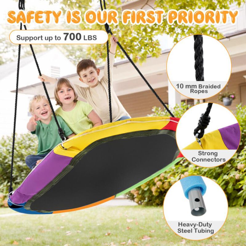 Hivvago 60 Inches Saucer Swing with LED Lights for Kids and Adults