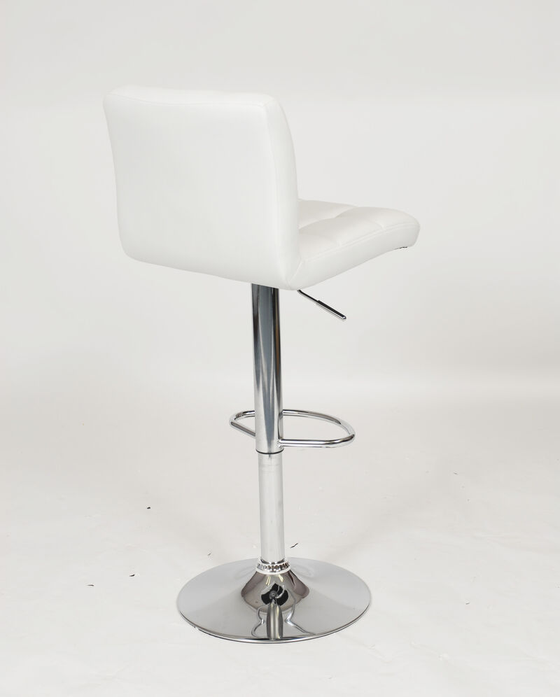 Faux Leather Adjustable Hydraulic Bar Stool, Set of 2, White