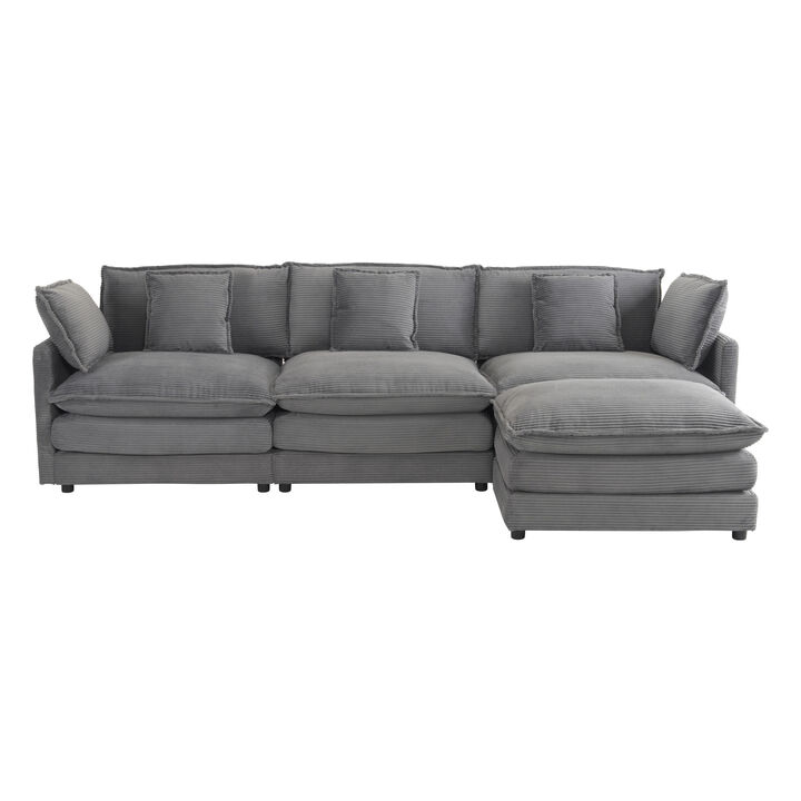 Merax Modern Corduroy Sectional Sofa for Living Room