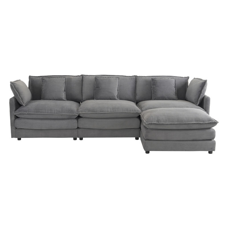 Merax Modern Corduroy Sectional Sofa for Living Room
