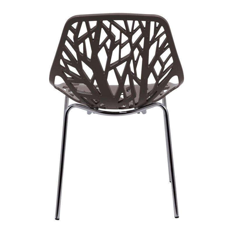 LeisureMod Asbury Dining Stackable Chair in Polypropylene Seat and Chrome Legs Set of 2