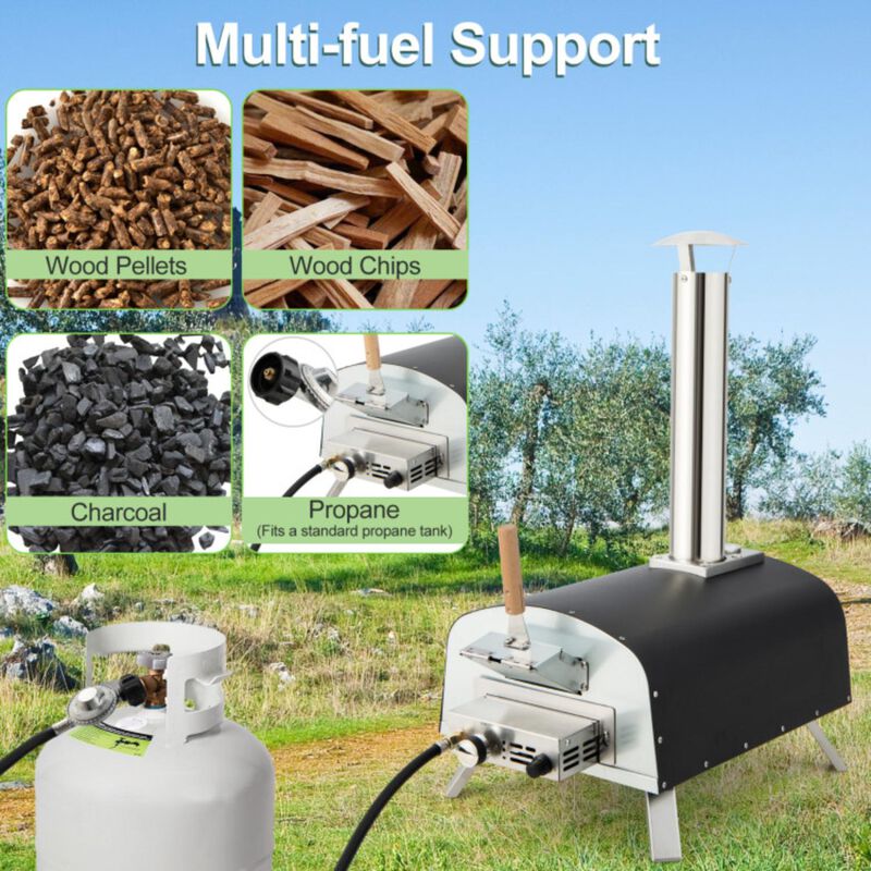 Hivvago Portable Multi-Fuel Pizza Oven with Pizza Stone and Pizza Peel