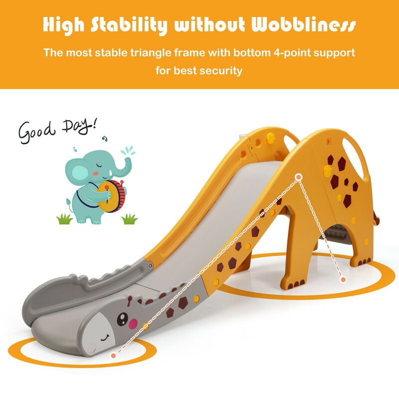 3-in-1 Kids Climber Slide Play Set with Basketball Hoop