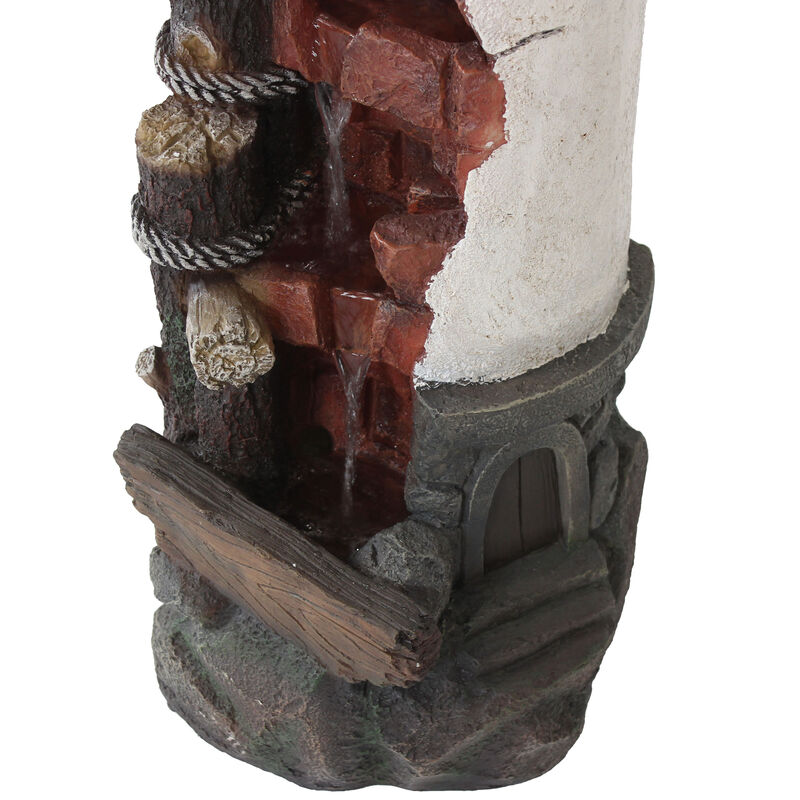 Sunnydaze Gull's Cove Lighthouse Water Fountain with LED Lights - 36 in