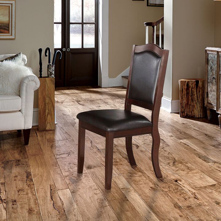 Contemporary Rubber Wood Dining Chair, Set Of 2, Brown And Black-Benzara