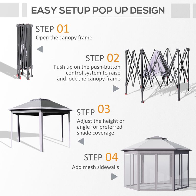 Gray Outdoor Pavilion: 13'x11' Pop Up Gazebo for Patio and Backyard