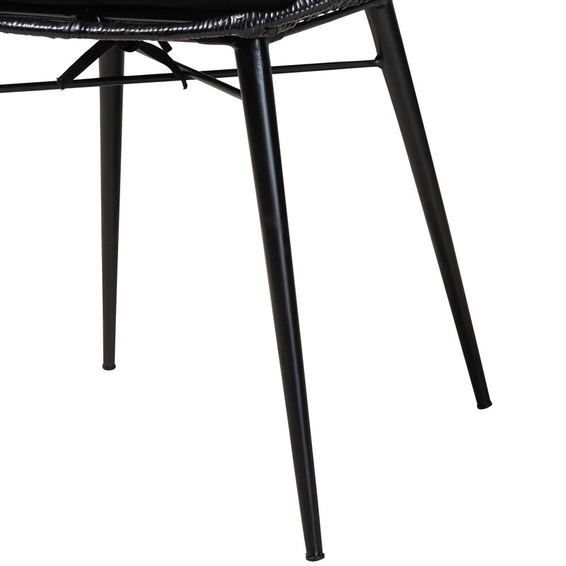 Bali & Pari Brenna Modern Bohemian Black Finished Rattan and Metal 2-Piece Dining Chair Set