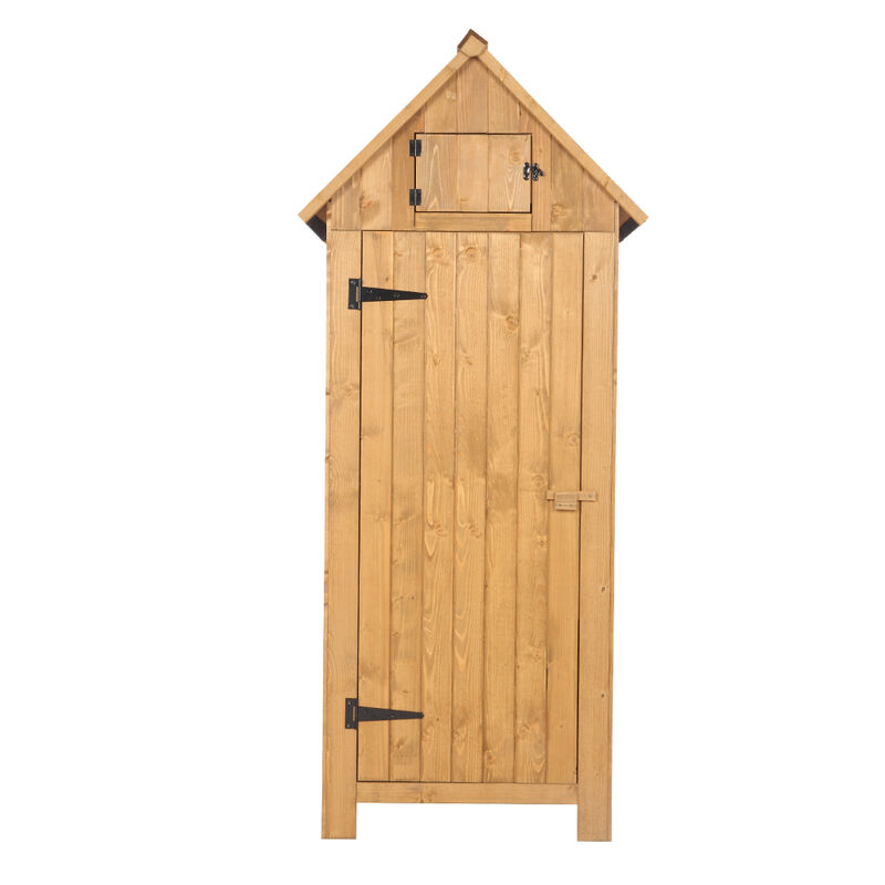Outdoor Wooden Storage Shed, Fir Wood Locker with Single Door for Garden Tools & Supplies