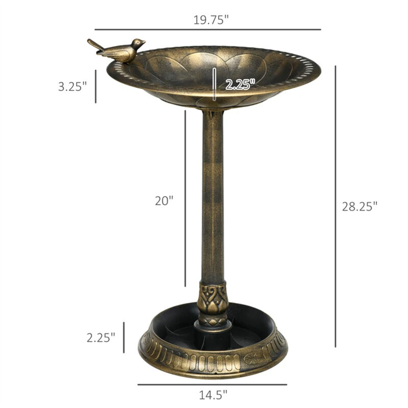 Bird Bath & Feeder Combo with Planter Base, Backyard Garden Decoration for Attracting Birds