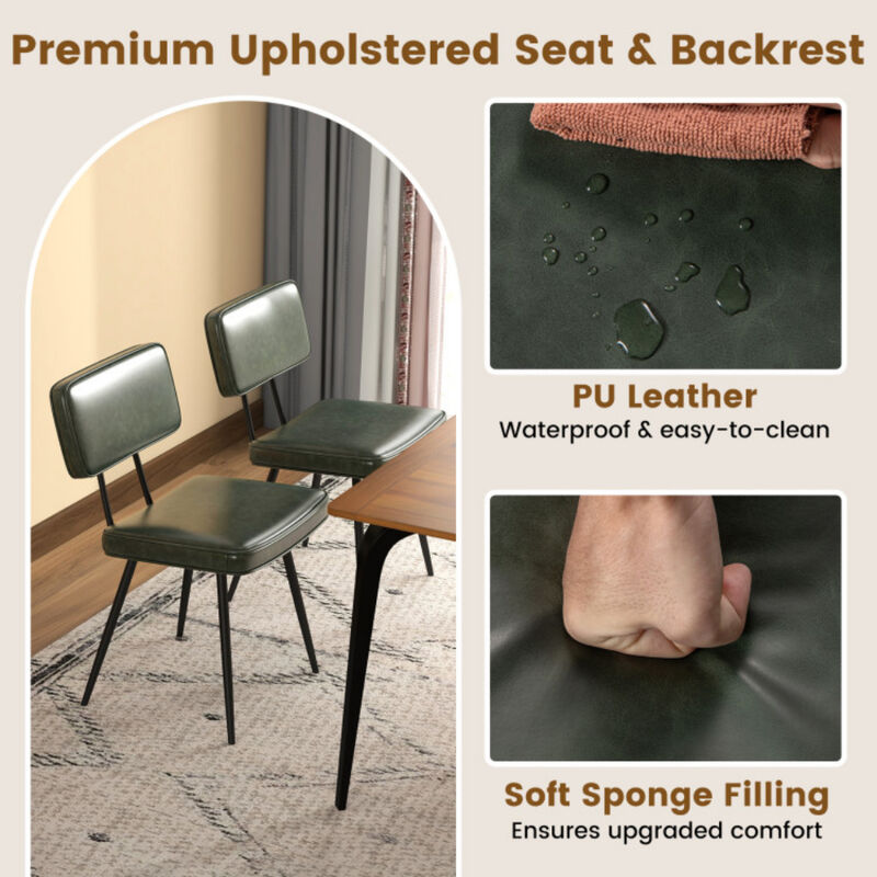 Dining Chair Set of 2 with Padded Backrest and Seat