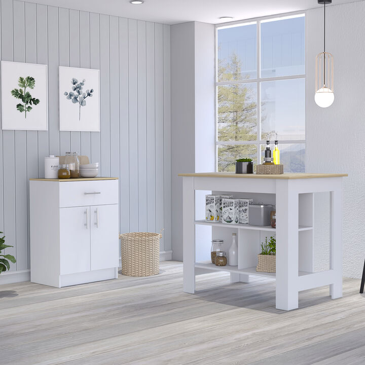 California 2 Piece Kitchen Set, Kitchen Island + Kitchen Pantry