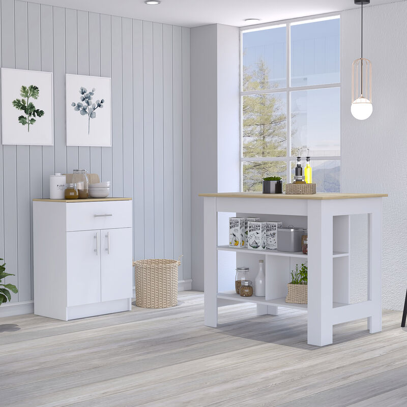 California 2 Piece Kitchen Set, Kitchen Island + Kitchen Pantry