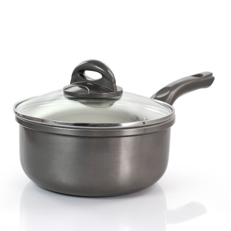 Gibson Home Hestonville 7 Piece Aluminum Nonstick Cookware Set in Grey with Bakelite Handles