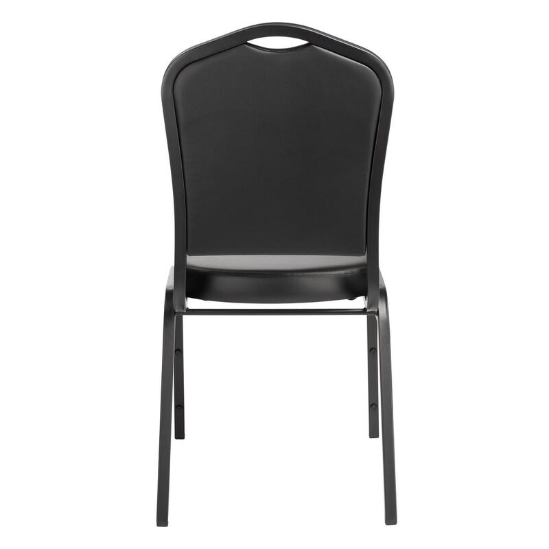 NPS® 9300 Series Deluxe Vinyl Upholstered Stack Chair, Midnight Blue Seat/Silvervein Frame