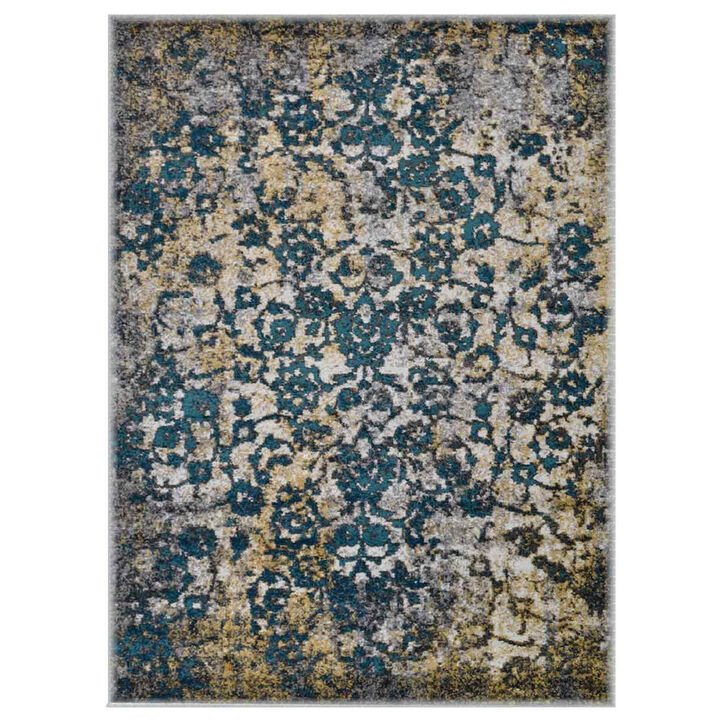 RUGSOTIC CARPETS MACHINE MADE HEATSET POLYPROPYLENE AREA RUGS  - 9'x12', Rectangle Shape, Silver Blue Color, Abstract Modern Design, Midium Pile Machine Made Area Rugs (MX0011)