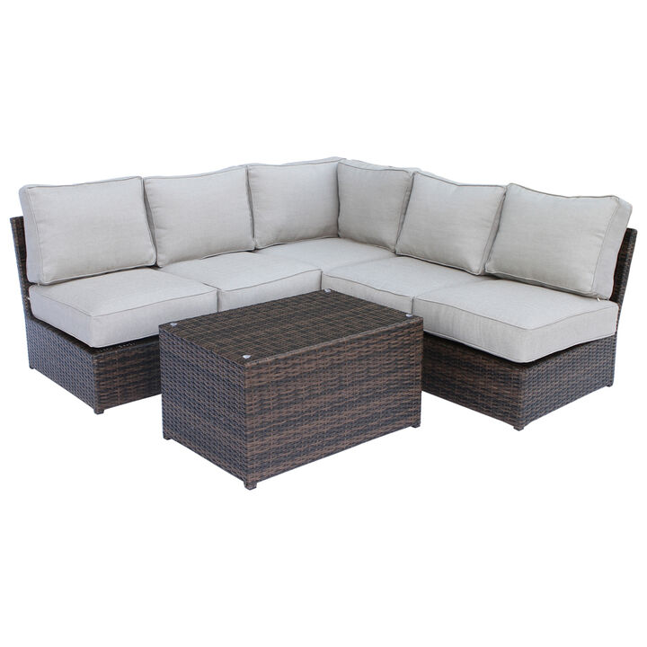 Living Source International Rattan Wicker Fully Assembled 4 - Person Seating Group with Cushions