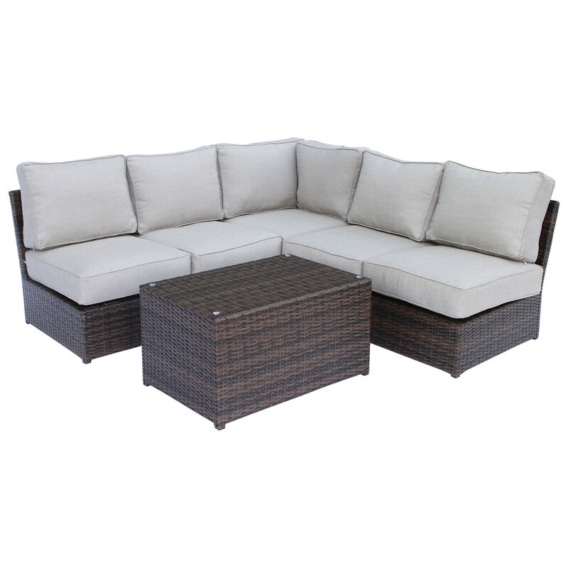 Living Source International Rattan Wicker Fully Assembled 4 - Person Seating Group with Cushions