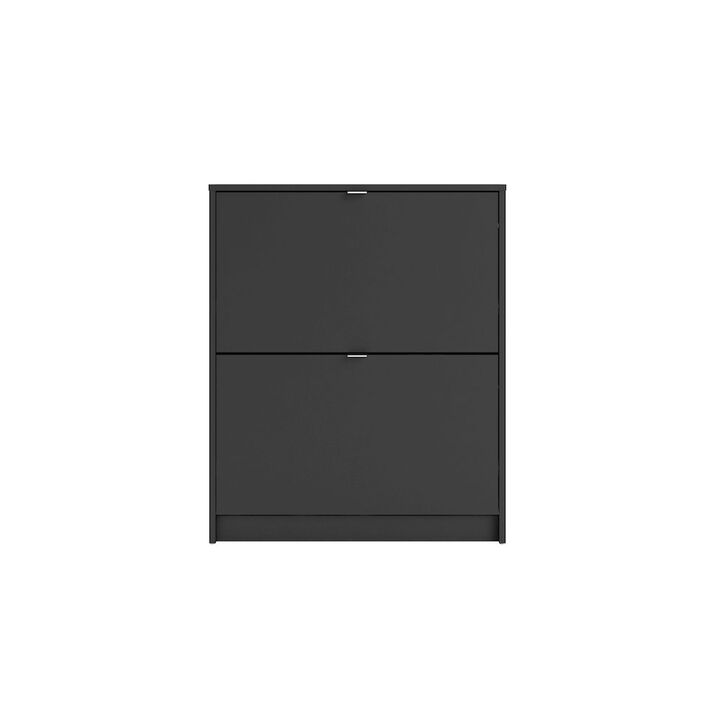 Tvilum Bright 2 Drawer Shoe Cabinet, Black Matte