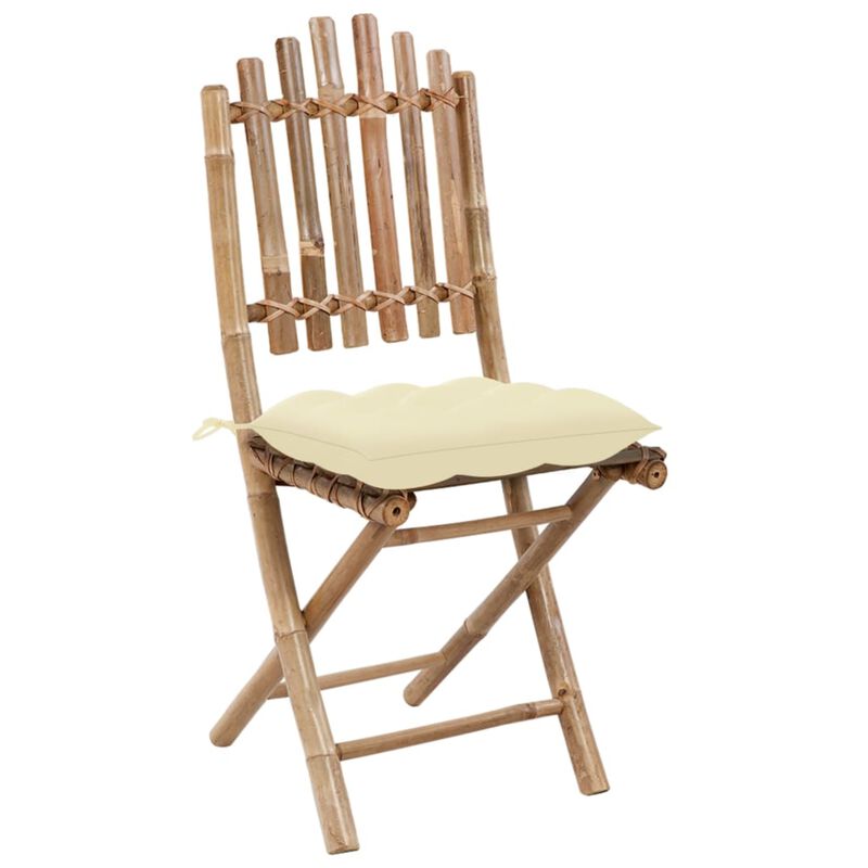 vidaXL 5 Piece Folding Outdoor Dining Set with Cushions Bamboo
