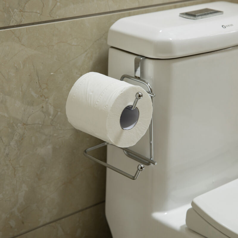 Chrome Toilet Tissue Paper Roll Holder Dispenser, Over The Tank Two Slot Tissue Organizer