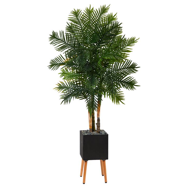 Hivvago 70 Inches Areca Palm Artificial Tree in Black Planter with Stand