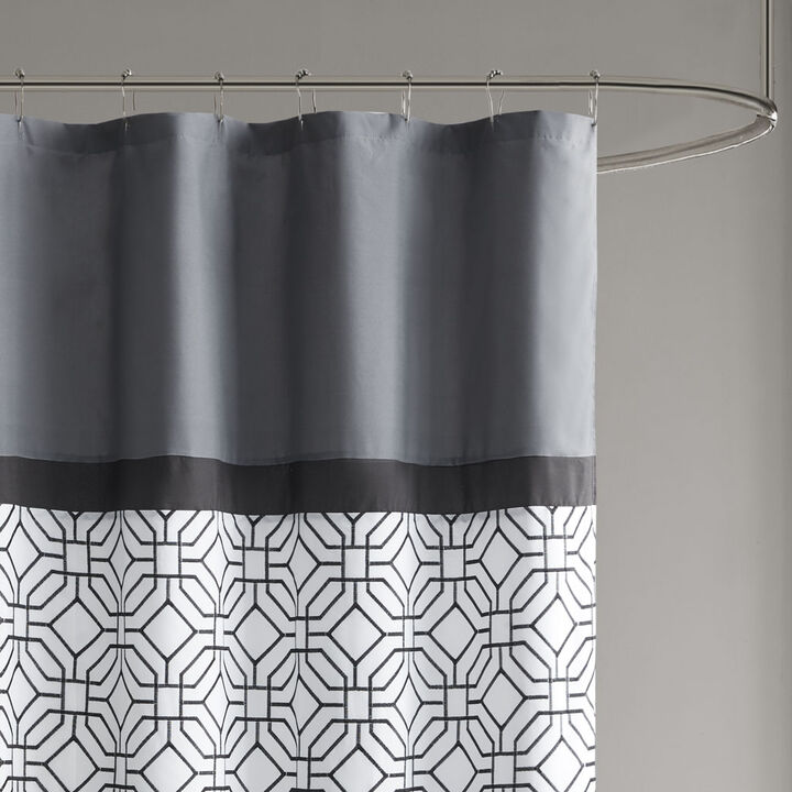 Gracie Mills Tyrell Embroidered Geometric Shower Curtain
