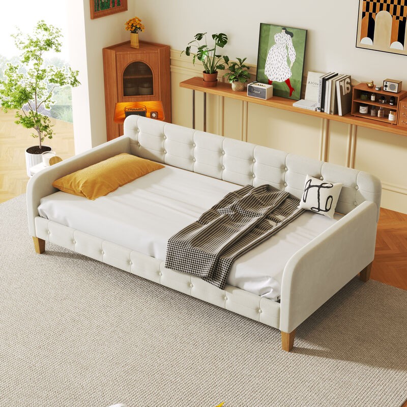 Merax Modern Upholstered Daybed with 4 Support Legs