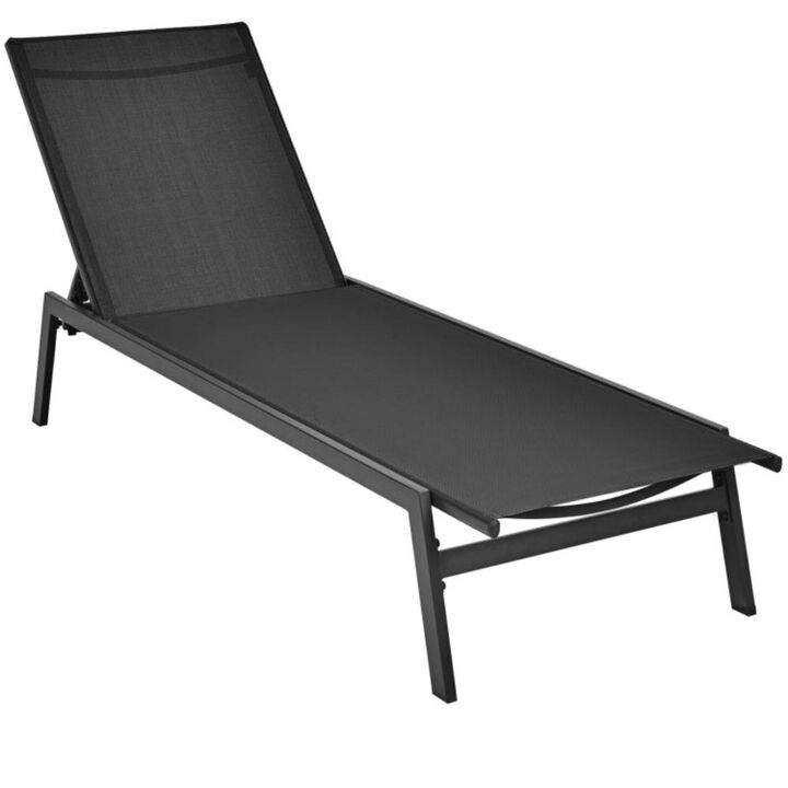 Hivvago Outdoor Reclining Chaise Lounge Chair with 6-Position Adjustable Back