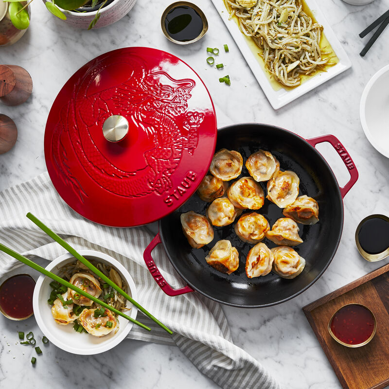 Staub Cast Iron 2.5-qt Braiser with Dragon Lid - Cherry