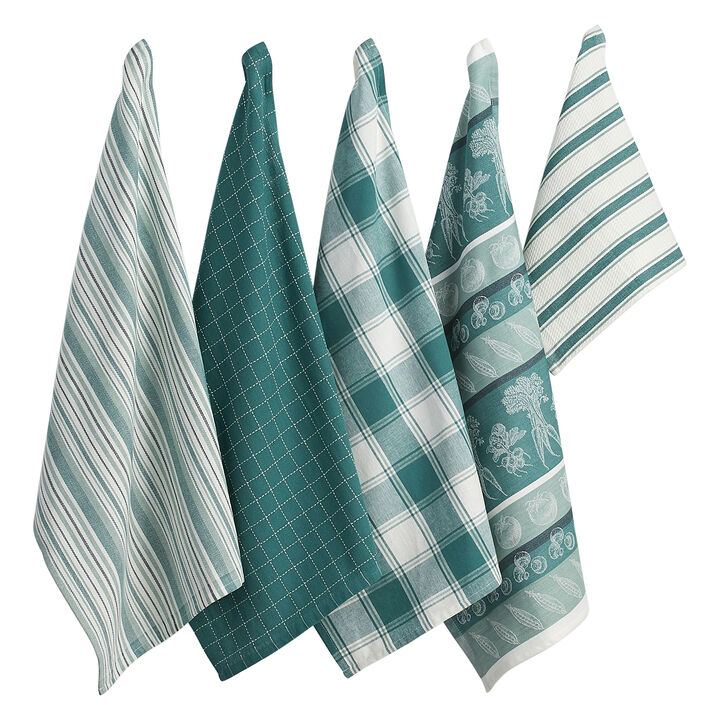 Set of 5 Green Rectangular Dish Towel 28"