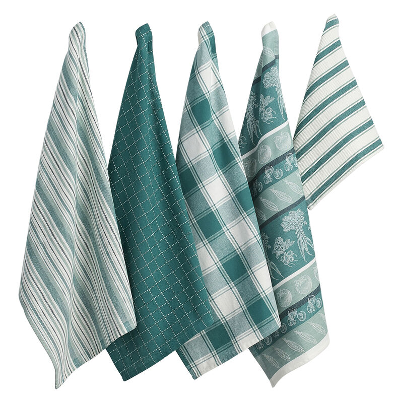 Set of 5 Green Rectangular Dish Towel 28"