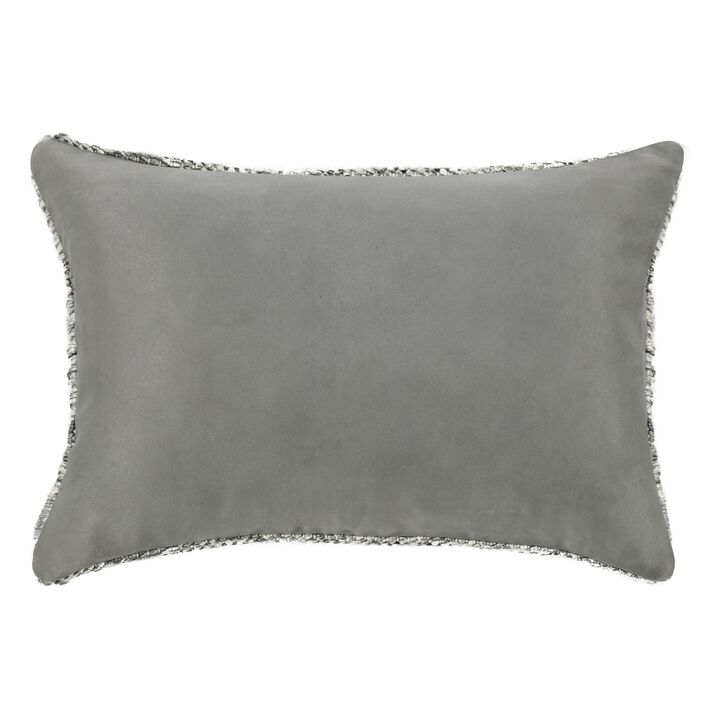 Dolu Lumbar Throw Pillow, Hand Woven Texture, 14x20 Inch, Gray - Benzara